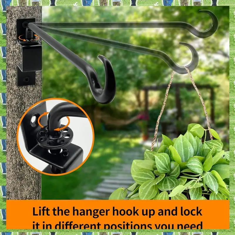 

FTS 16 Inch 2 Pack Swivel Plant Hangers Outdoor Heavy Duty- Plant Hanging Hook Bracket For Flowers Baskets Pots Bird Feeder Dura