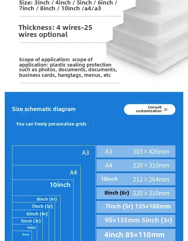 A4 Plastic Film Plastic Sealing Film 5.5C Silk Plastic Paper