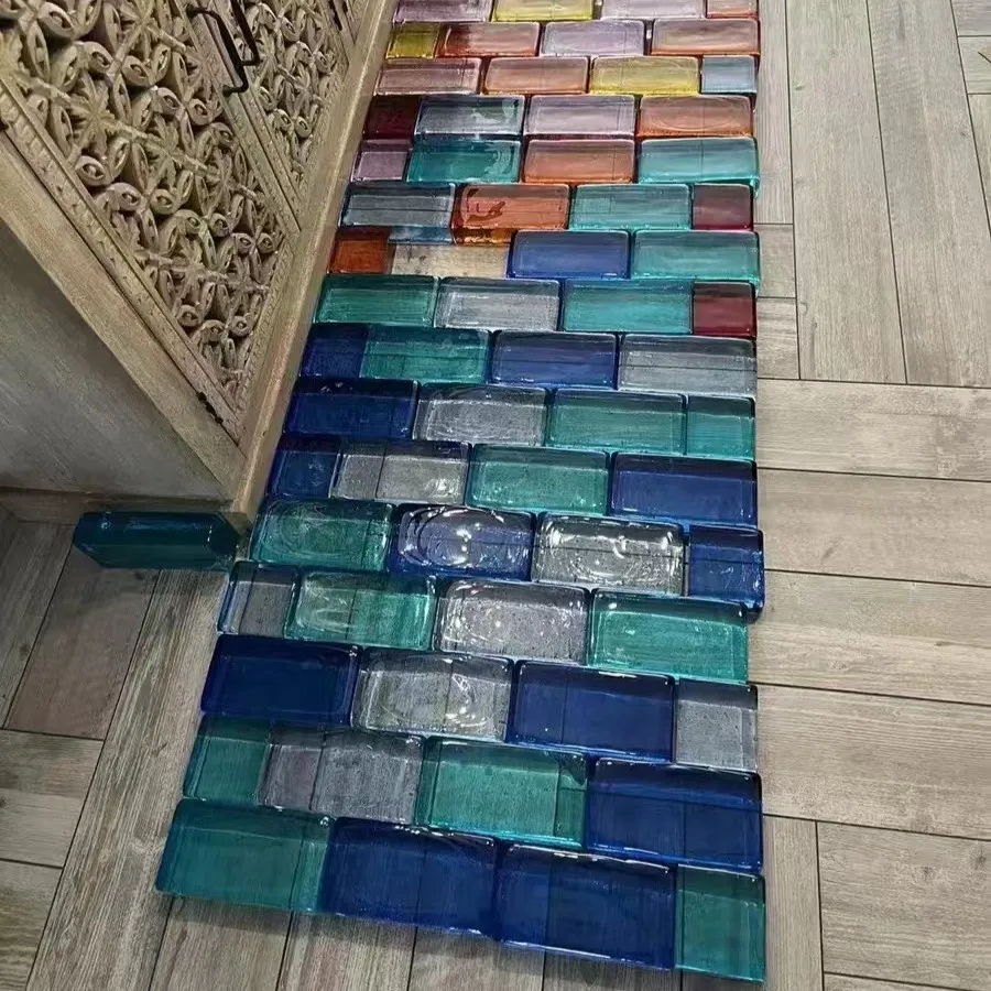 Crystal Glass Brick Ice Crystal Pattern Solid Wall Block Villa Partition Exterior Wall Construction Directly From The Manufactur