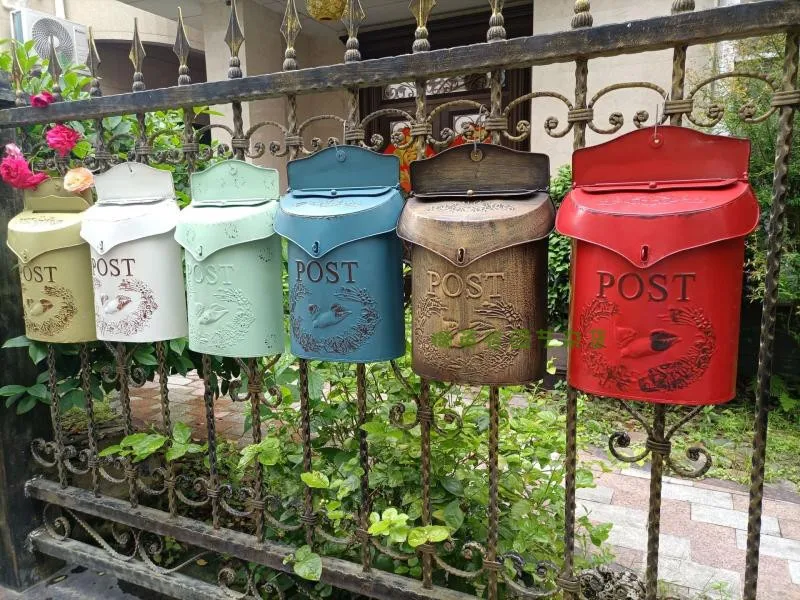 Vintage Outside Mailboxes Letter Box Metal Wall Mounted Post Box Farmhouse Post Decoration Crafts Santa Mailbox Post