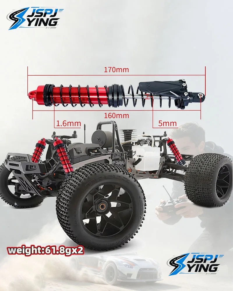 4Pcs 160mm Metal Shock Absorber Damper for HPI 1/8 Savage Flux HP X XL 4.6 5.9 A720 RC Monster Truck Upgrade Part #102365