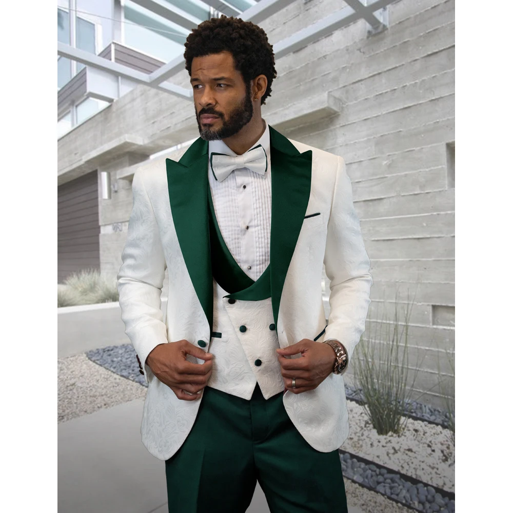 

Men's Suits Wedding 2024 Groom Peaked Lapel Single Breasted Trajes Elegante Para Hombres Luxury Three Piece Jacket Pants Vest