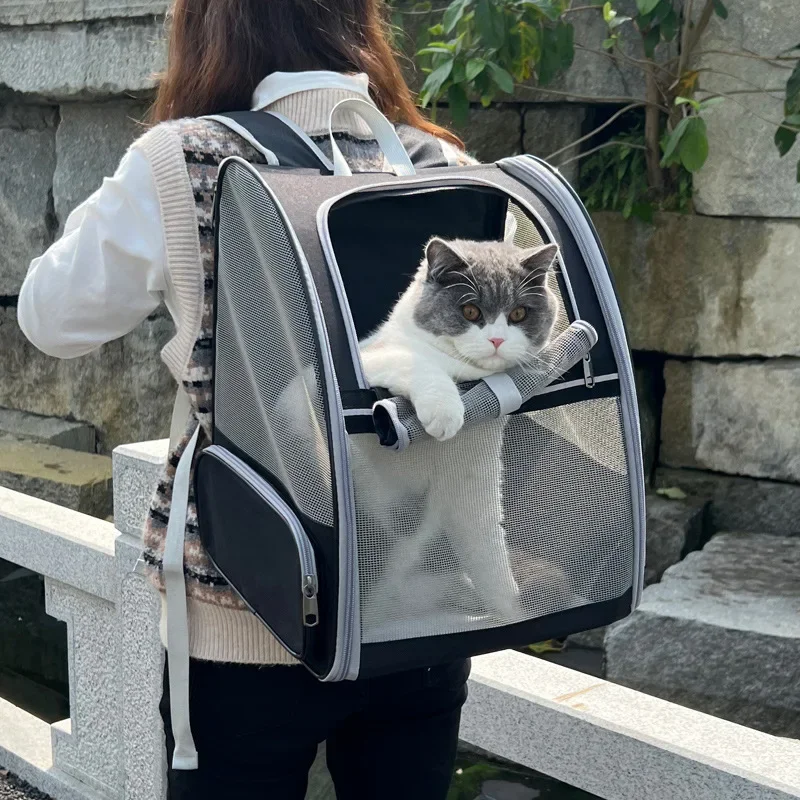 

New Portable Breathable Double Shoulder Cat Carrier Backpack, Large Capacity Foldable Outdoor Pet Travel Bag, Trendy for Cats