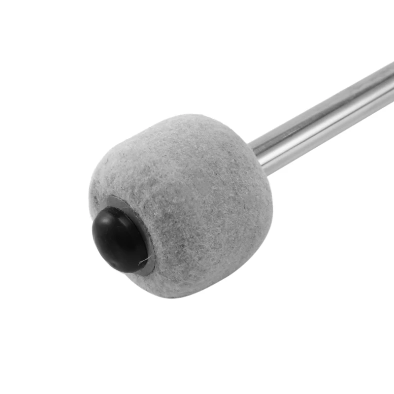 2Pcs Basso Tamburo Martello di Feltro Testa A Percussione Timpani Mallets Spiedi con Manico In Acciaio Inox, Bianco