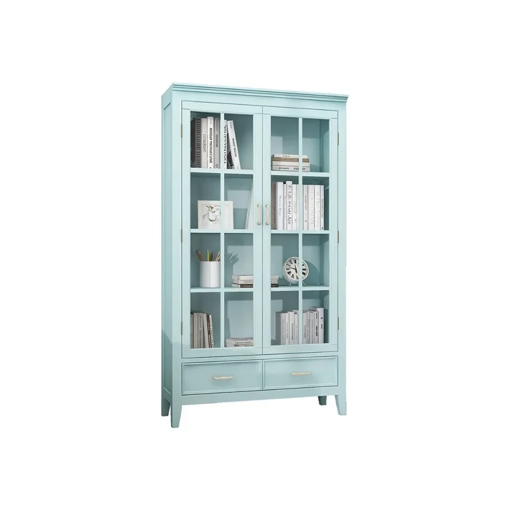 

Full Glass Door Combined Bookcase Transparent Locker Living Room Double Door Bookcase Complete Furniture cajonera pequeña
