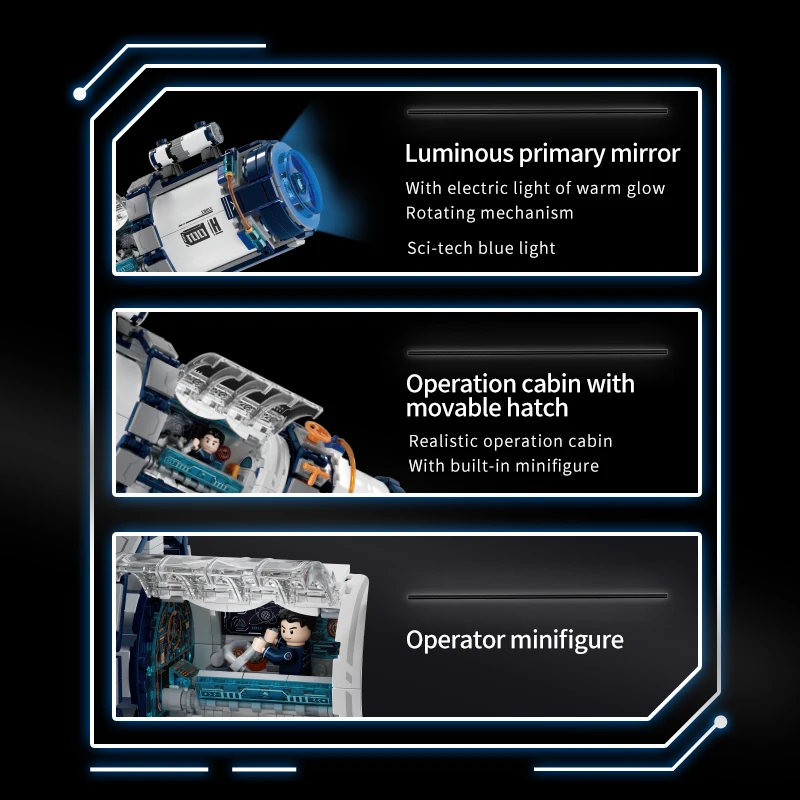 مجموعات مكعبات بناء تلسكوب Weekit برنامج استكشاف النجوم التكنولوجيا الفائقة تلسكوب الطوب الجذعية لعب الكبار هدية مع LED