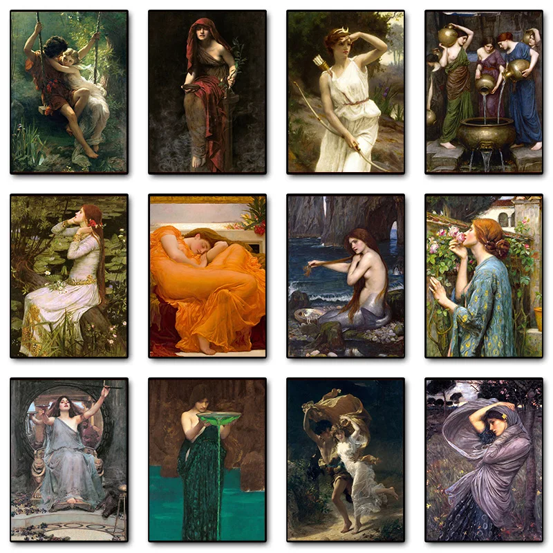 Boreas بواسطة جون ويليام Waterhouse امرأة سيرس إنفيديوسا ملصق طباعة صور فنية للجدران قماش اللوحة غرفة المعيشة ديكور المنزل
