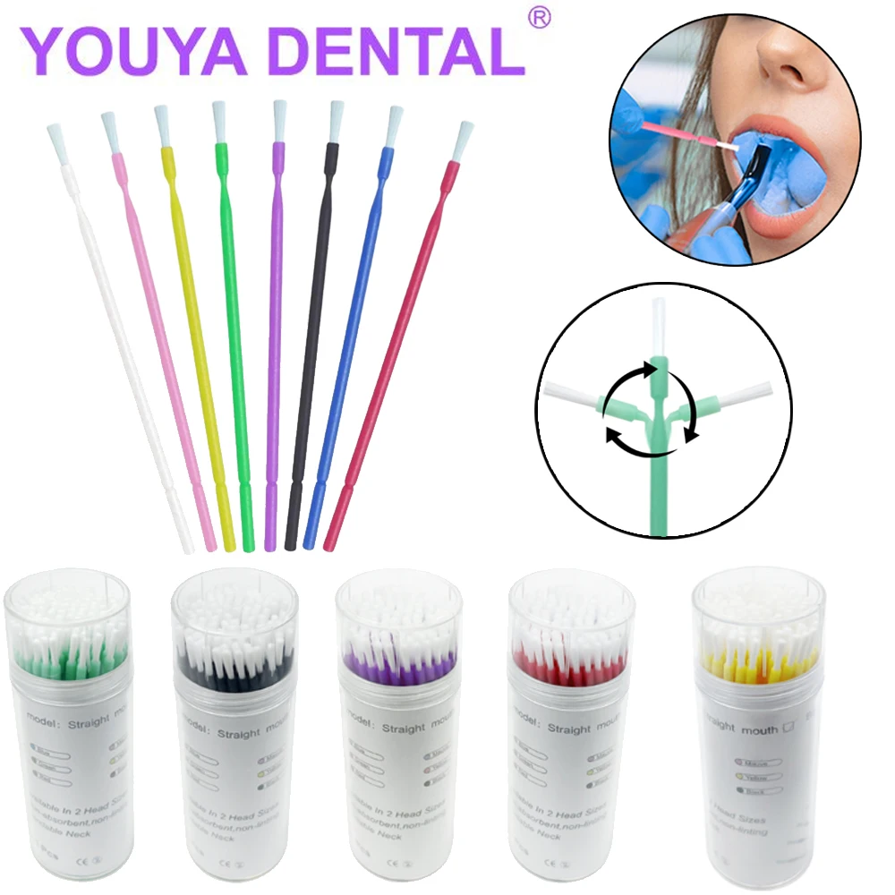 100Pcs/Bottle Dental Micro Brushes Disposable Applicators Long Head Brush Bendable Sticks Dentistry Care Makeup Cleaning Tools