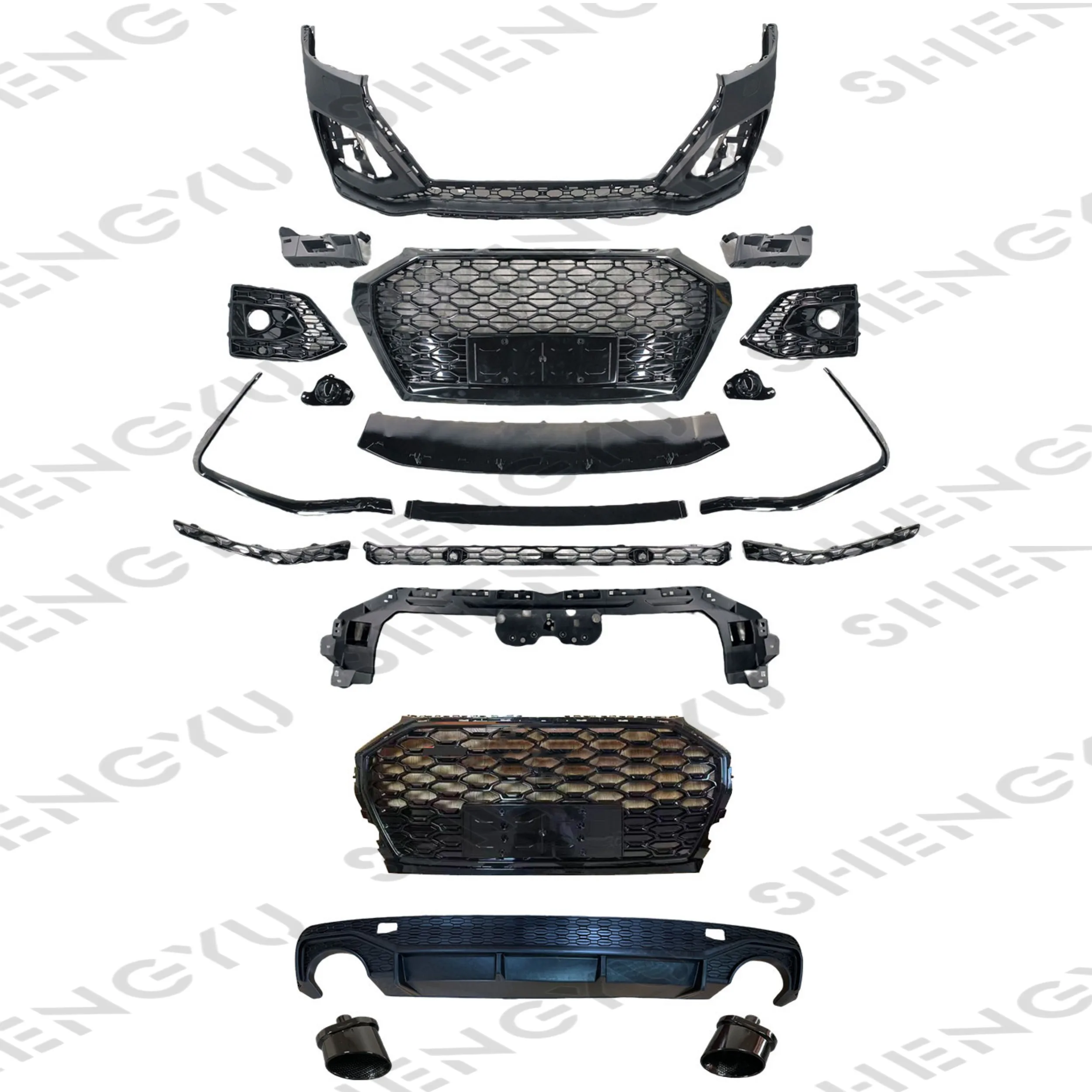 

Body Kit for Audi Q5 2021-2023 Change to RSQ5 Style Contain Front Bumper Assembly with Grille and Rear Lip and Tail Throat