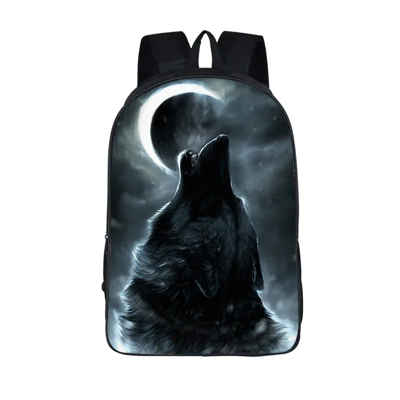 Sac à Dos Cool Wolf de 16 Pouces pour Homme et Femme, Cartable d'École pour Adolescent, Garçon, Fille, Enfant, Hip Hop, pour Ordinateur Portable