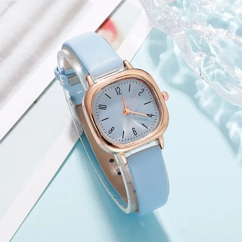 5pcs Set Watches For Women Leather Band Ladies Watch Simple Casual Women\'s Analog WristWatch Bracelet Gift Montre Femme