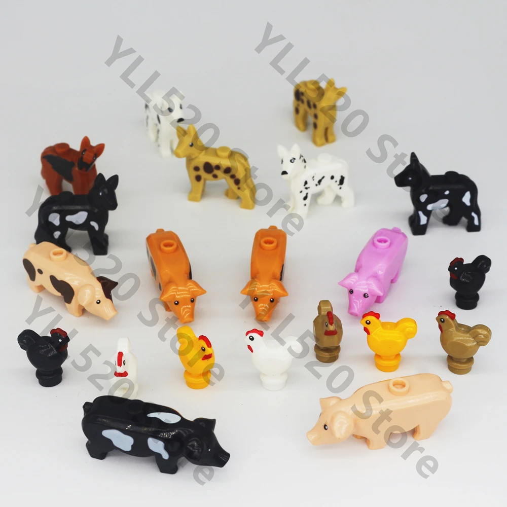 

Moc Building Blocks Animal Accessories Farm Figures Pig Rabbit Chicken Duck Dog Cat Bird horse Cow Sheep DIY Toys Children Gifts