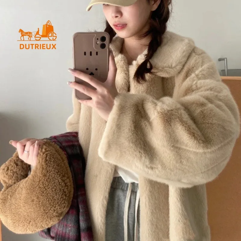 Winter Lapel Real Mink Fur Women's Coat, 100% Mink Fur, Warm Genuine Mink Fur Women's Fur Jacket for Party, Skating and Travel