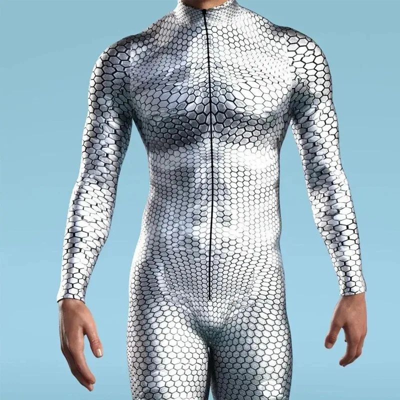 2025年新作 3Dプリント ホリデーパーティー メンズ コスプレコスチューム 伸縮性ボディスーツ ロンパース キッズ サイバーパンク レインボー ジャンプスーツ ウェア ワンピース ハル