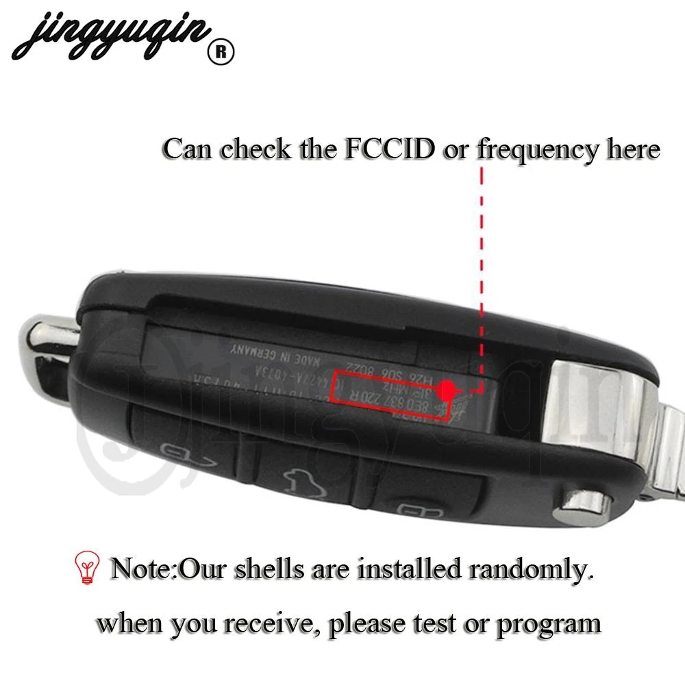 Jingyuqin 315/433/868MHz รีโมทกุญแจรถสําหรับ Audi A6 S6 Q7 FSK 8E ชิป 8E0 837 220 N /P /Q /M /T /R /D Fob 3 ปุ่ม