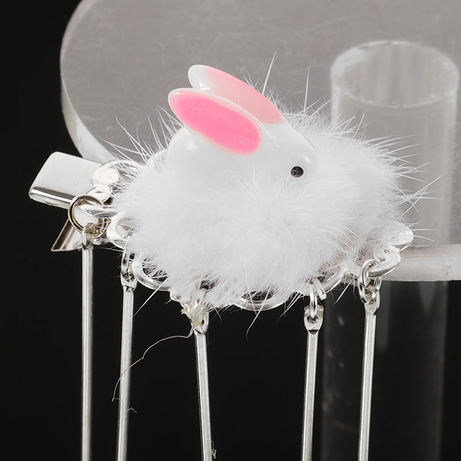 1 par de grampos de cabelo de coelho, grampos de cabelo fofos com orelha de coelho, acessórios para cabelo de crianças, pingente de sino de desenho animado, grampos de cabelo para meninas para festa, uso diário