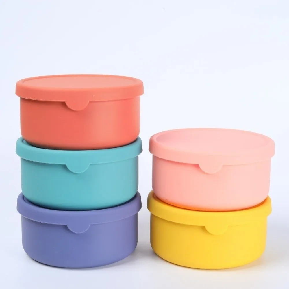 New Silicone Salad Dressing Box 250ml 700ml BPA Free Fook Storage Boxes Leakproof Lids Non-stick Snack Container For Children