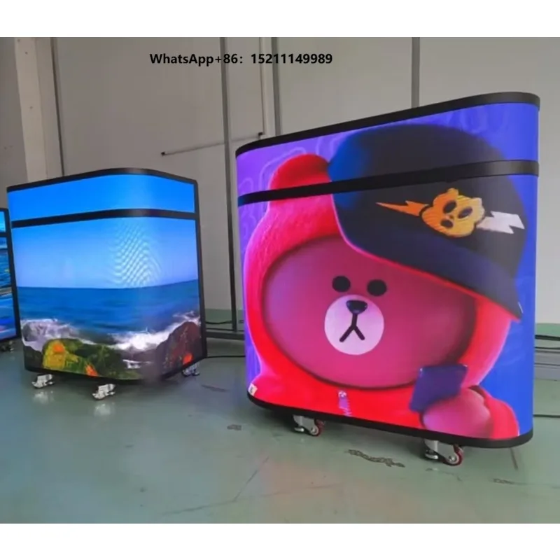 U-Shaped Company Exhibition Reception LED Display Screen, TV Wall,  Table with Wheels LED Display Screen