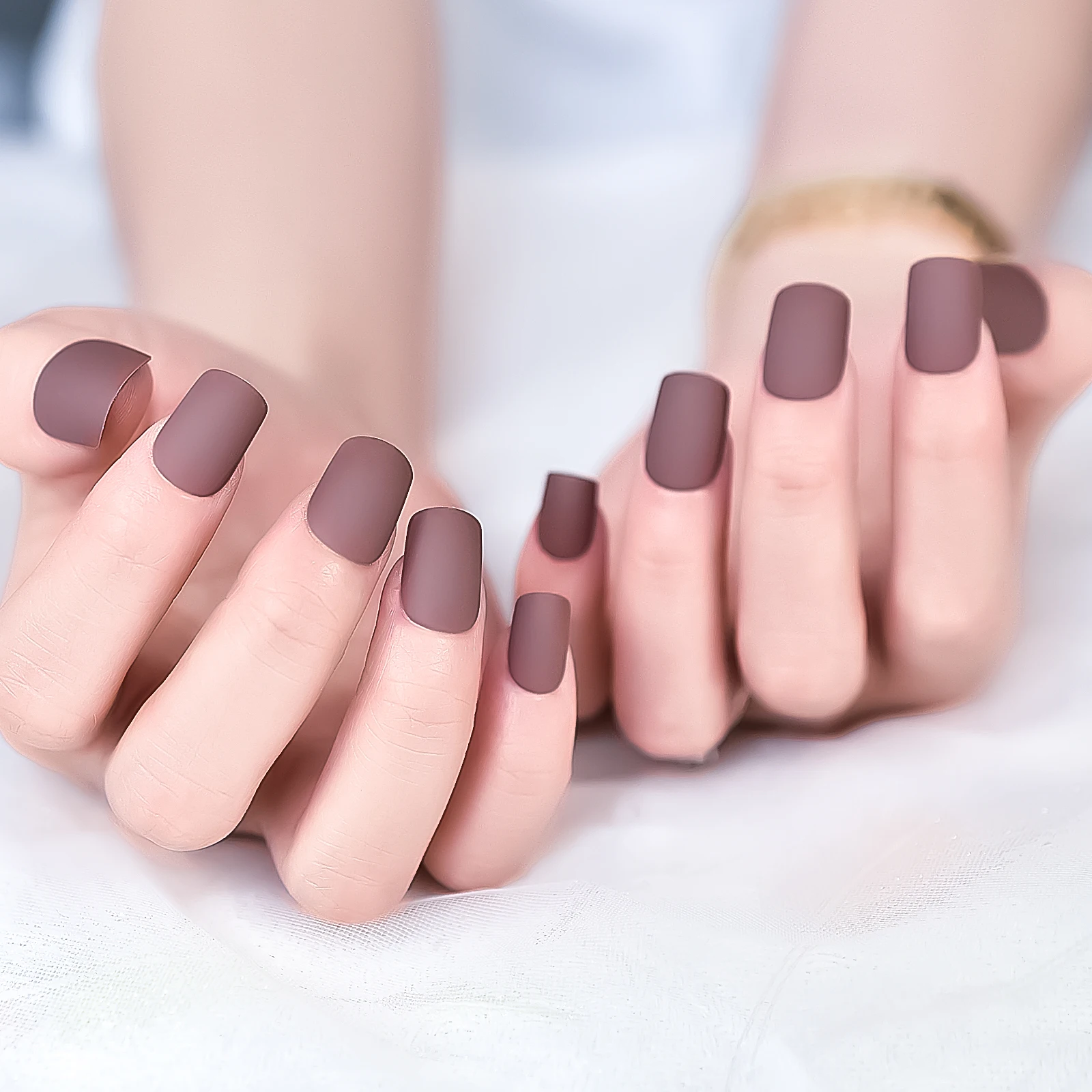 Instantly Upgrade Your Look with 24 pcs Short square matte Square matte brown nails square shape Ease of Use Flase nails finger