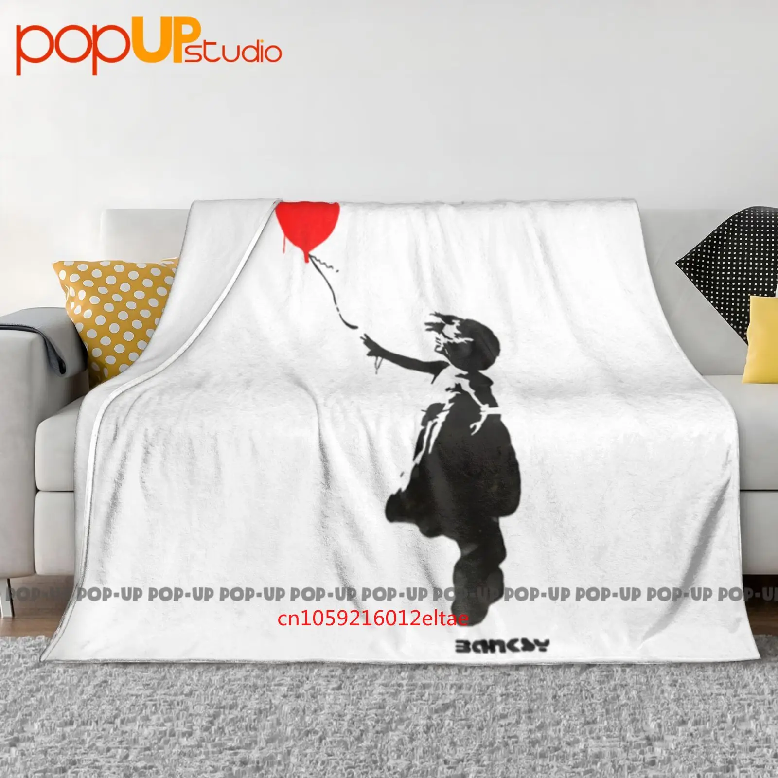 Womens White Banksy Street Art Little Girl Hold Red Love Heart Balloon Ultra-Soft Blanket Quilt Winter Sofa Cover Bed Covers
