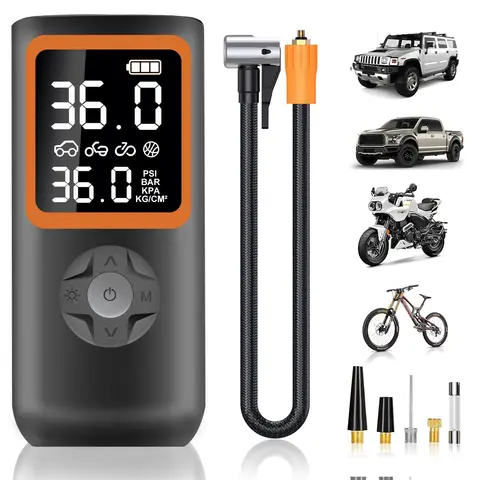 150PSI Wireless Tire Inflator Pump Portable Air Compressor with Smart Digital Display and LED Light for Cars Bicycles Motorcycle