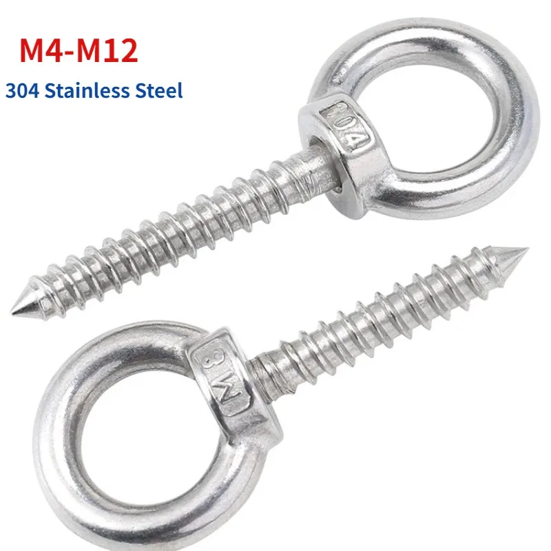 

M4 M5 M6 M8 M10 M12 304 Stainless Steel Eye Nut Self Tapping Screw Sheep Round Ring Hook