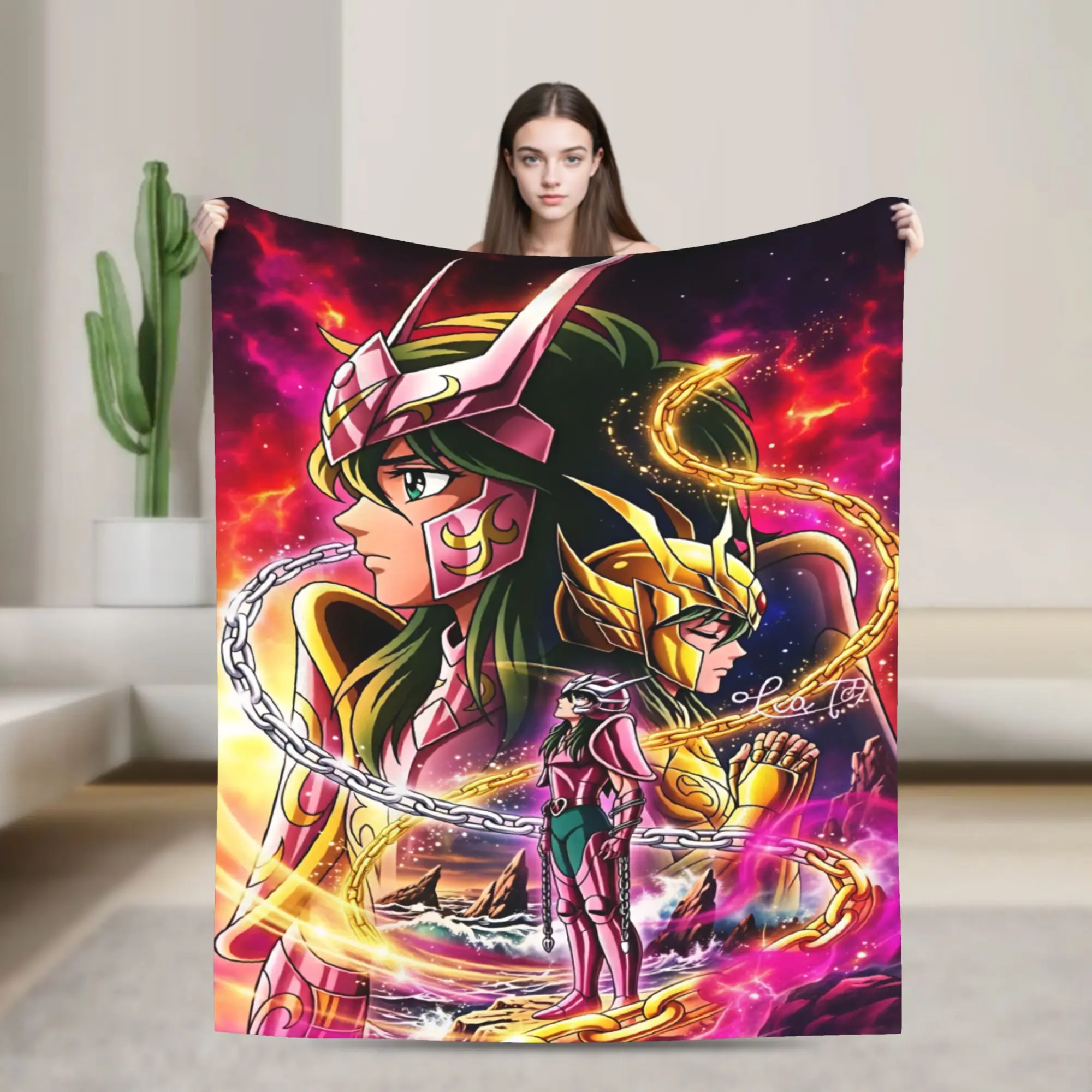 Champion Class Saints Seiyas Anime Blanket  Soft Fashion Plush Throw Blanket For Kids Living Room Flannel Bedspread Bed Cover