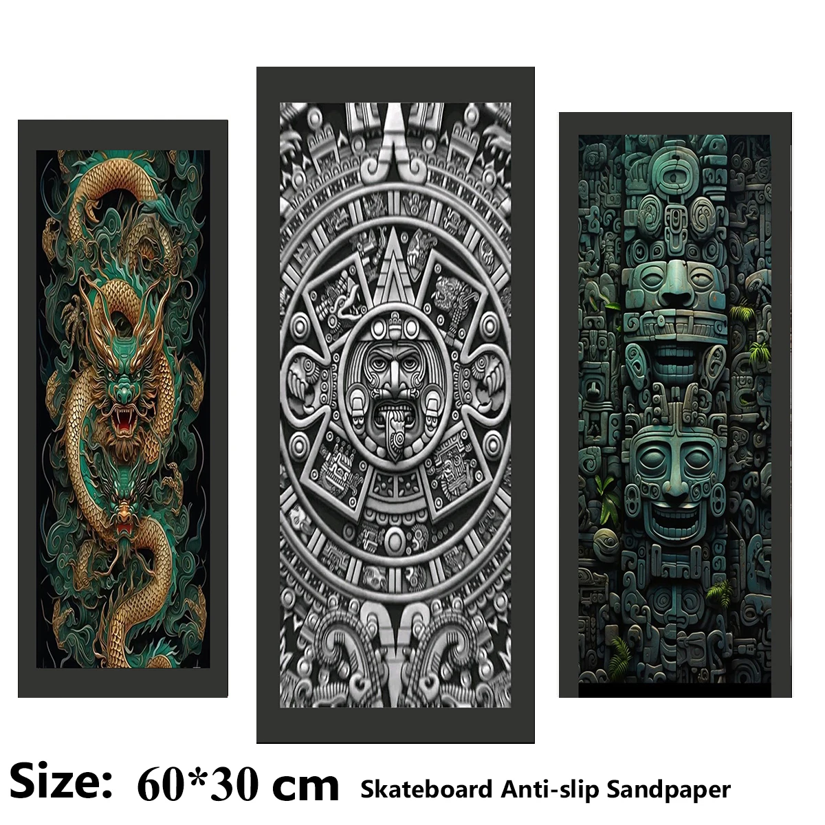 Unique Charm of Dragon Totems Pattern Electric Scooter Anti-slip Sticker Sandpaper Skateboard Grip Tape Sheet 60*30cm