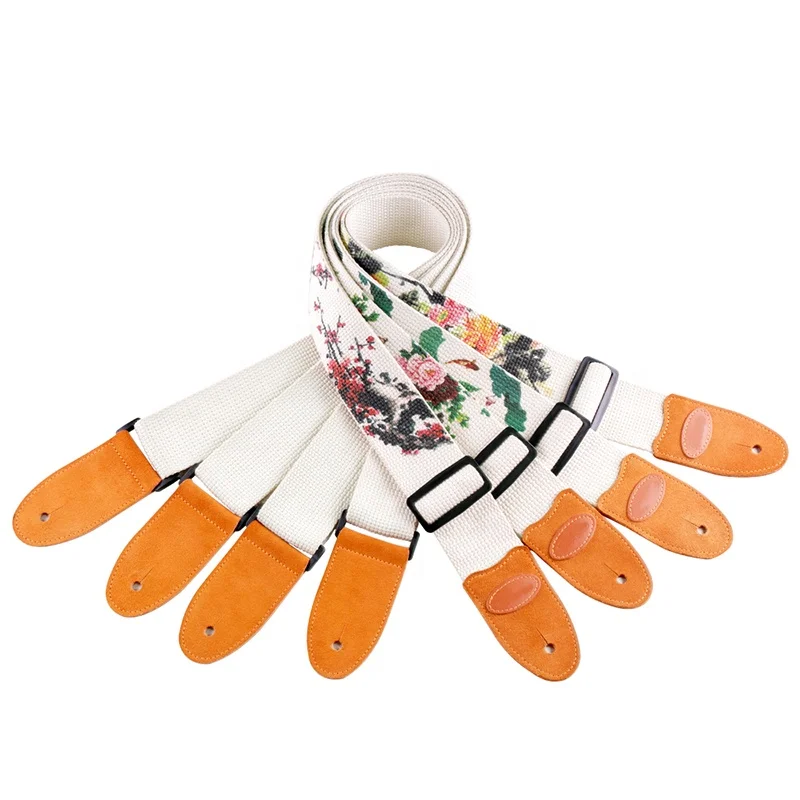 

White Adjustable Length Practical Acoustic Guitar Strap