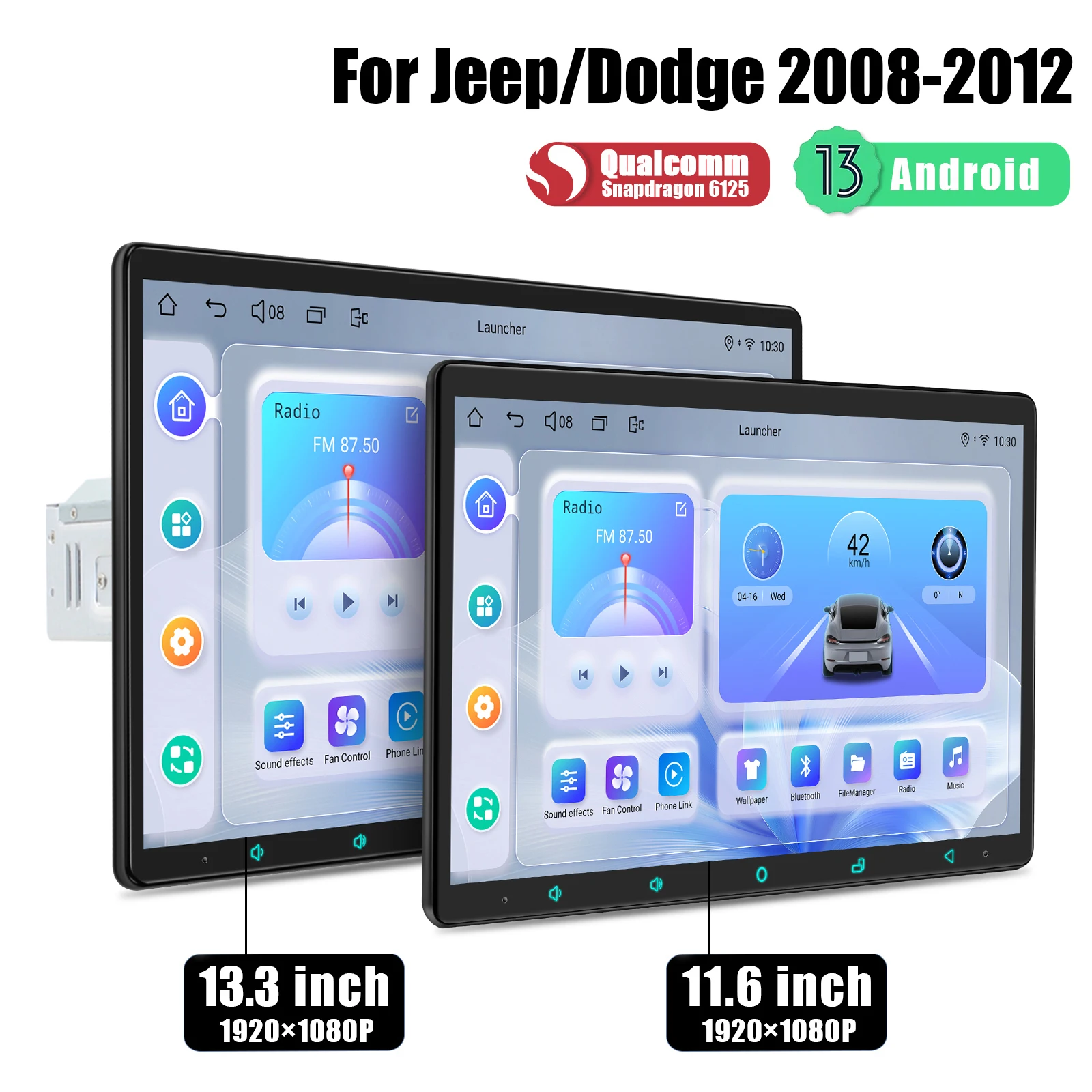 Reproductor Multimedia de Radio para coche de 11,6 "/13,3", pantalla flotante para JEEP Commander/Wrangler/DODGE Durango /Ram 1500/Ram 2500/Ram 3500
