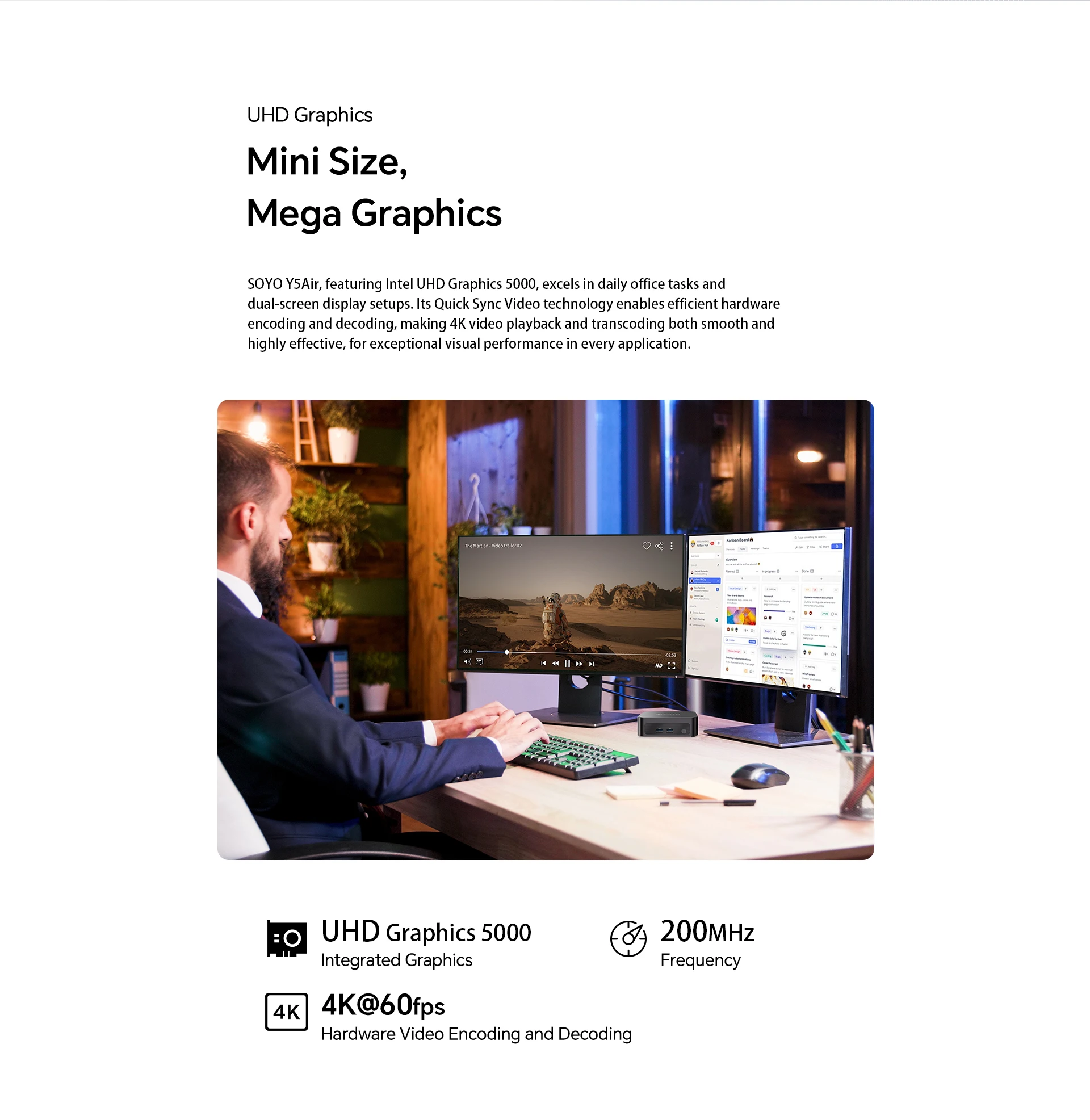 Soyo Mini-PC Y5 Air Intel I5 4250U 8GB RAM 128GB ROM Windows 11 Pro WLAN BT4.2 Desktop-Computer – Detail 7