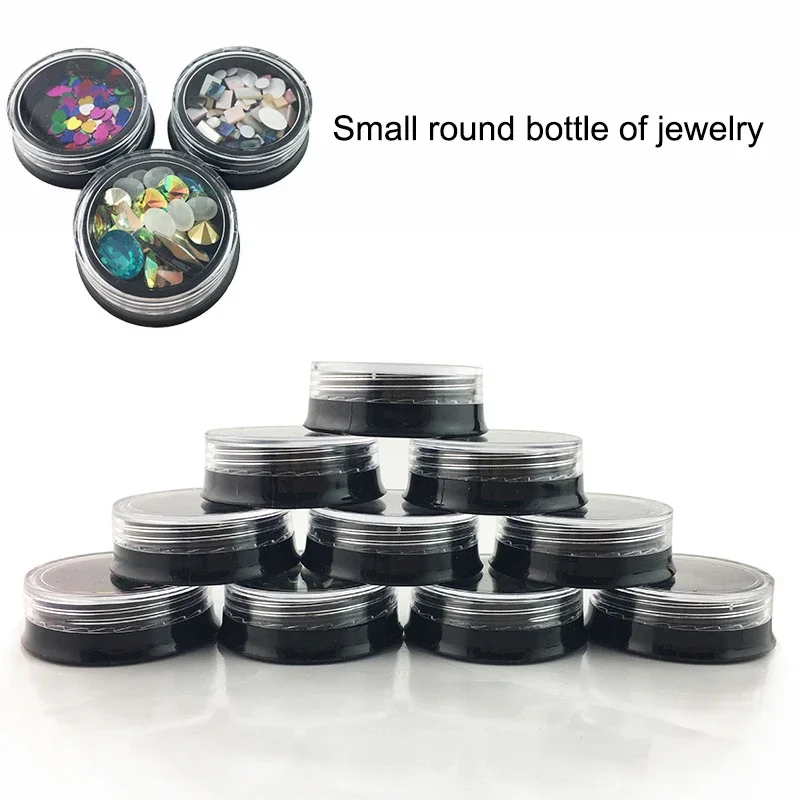 10Pcs Schwarz Nail art Lagerung Flache Flasche Leere Nagel Glitter Pulver Nagel Dekoration Strass Box Nachfüllbare Können Zinn Für Balsam