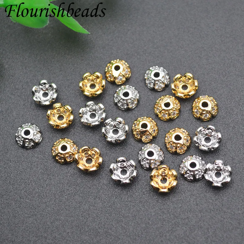 50pcs/lot 6mm Beads Cap Flower Loose Spacer Beads DIY Quality Jewelry Making Necklace Bracelet Accessories