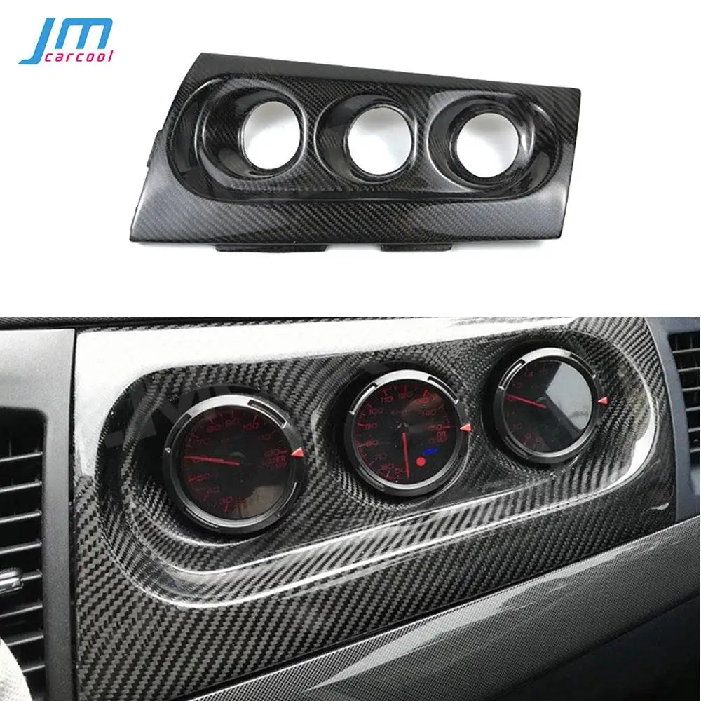 Car Triple Gauge Pod 3 Holder Dash Mount Meter Cover For Mitsubishi Lancer Evolution EVO 10 EVO X M7 2008-2012 Carbon Fiber