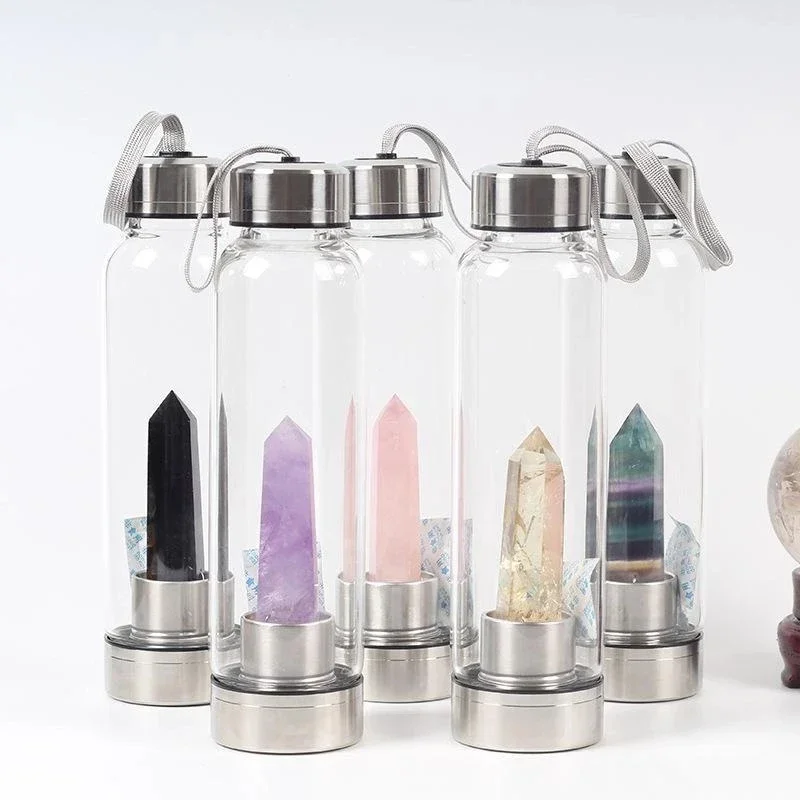 Bottle Obelisk Quartz Stone Elixir Diamond Point Wand Colors Crystal Healing Water Gem Home Natural