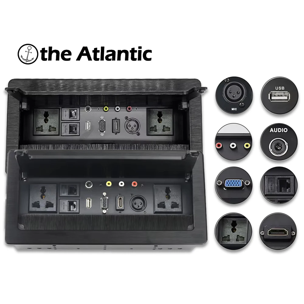 

Aluminum Alloy Dust Cover Cable Box Expandable Desktop Plug Household Desktop Socket Multifunctional Hidden With XLR VGA HDMI