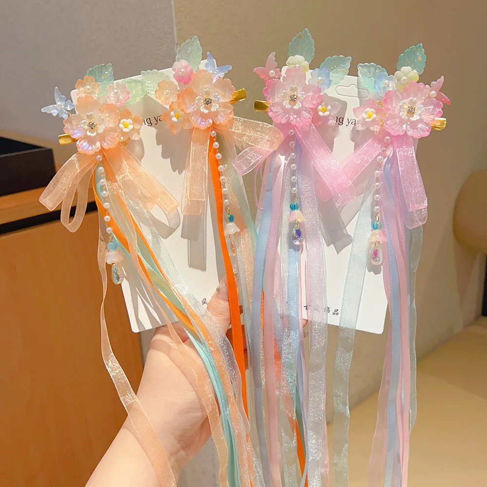 

Children's Hanfu Headwear Baby Chinese Style Su Ribbon Hair Clip Girl's Ancient Costume Accessories Girl's Ancient Hair Hairpin