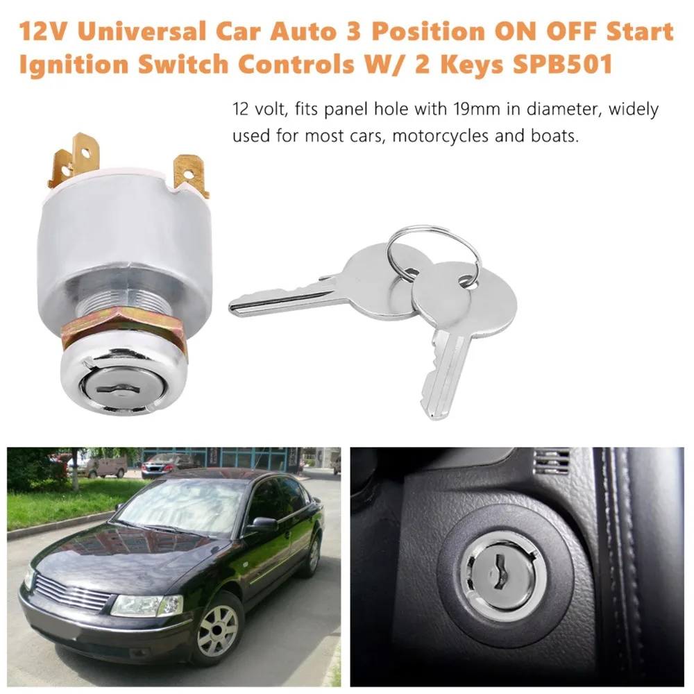3 Position Ignition Switch 12V ON OFF Start Engine Start Switch with 2 Keys SPB501 Ignition Switch Barrel