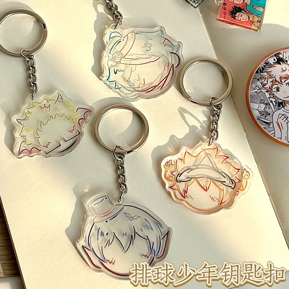 

Game Anime Haikyuu!! sugawara koushi Kei Tsukishima Tobio Kageyama Shoyo Hinata Cosplay Interlayer Cute Pendant Acrylic Keychain