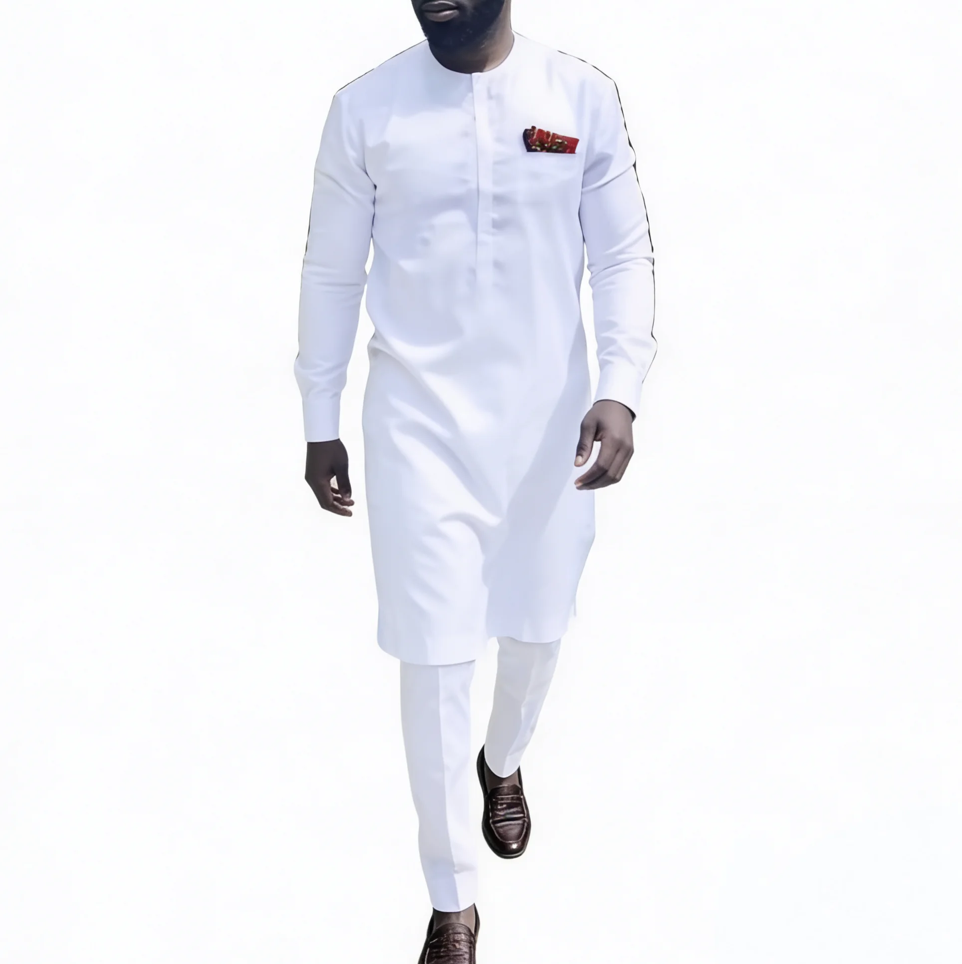 Nigerian Shirts With trousers Solid White Pant Sets Senator Style Male Groom Suits Custom Party Outfits Custom African Clothes