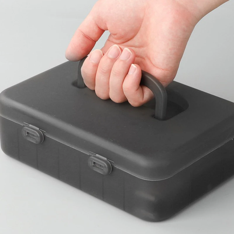 Portable Double-Layer Sketch Pen Box Thickened Art Student Special Pencil Storage Box Transparent Plastic Stationery Box