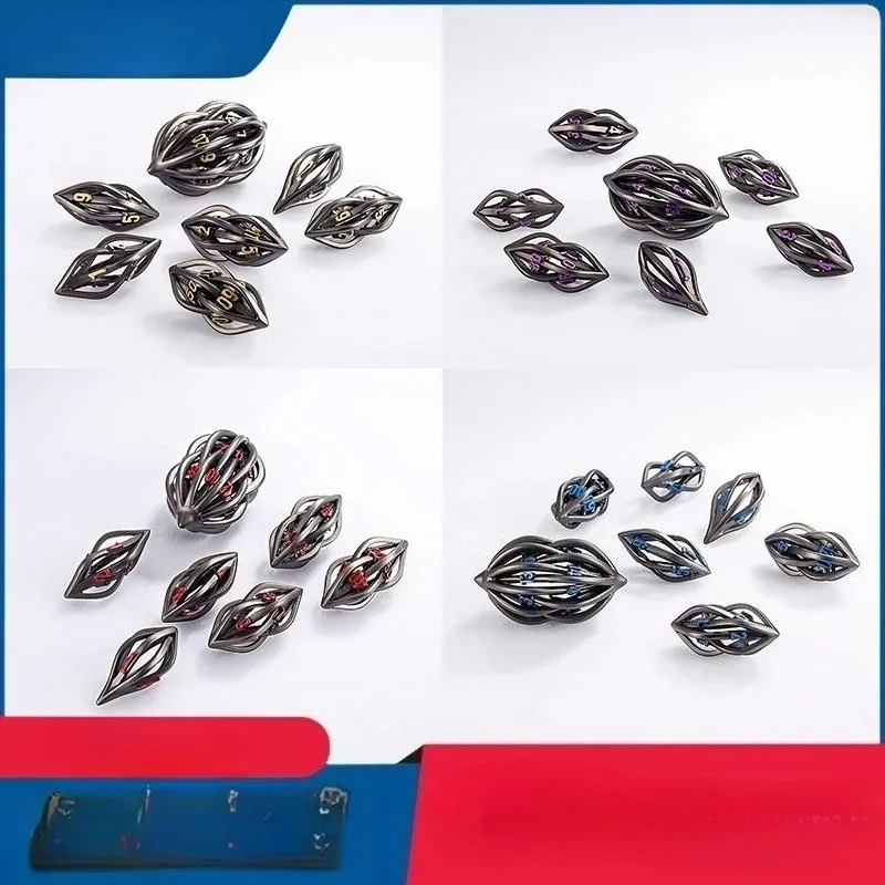 

Набор металлических кубиков из 7 шт. для ролевых игр DND, тематические полые многогранные кубики Ктулху, кубики Dungeons and Dragons для настольных игр