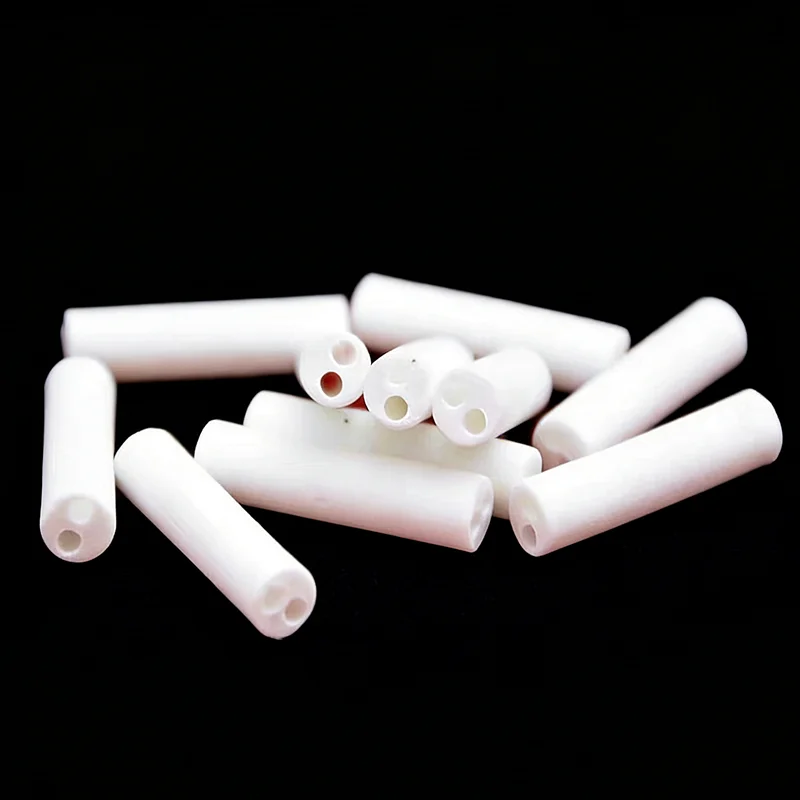

50Pcs OD 4mm hole 1mm length 19mm 25mm Dia Ceramic Tube Double Bore High-Temperature Resistant Porcelain Tube Insulating Pipe