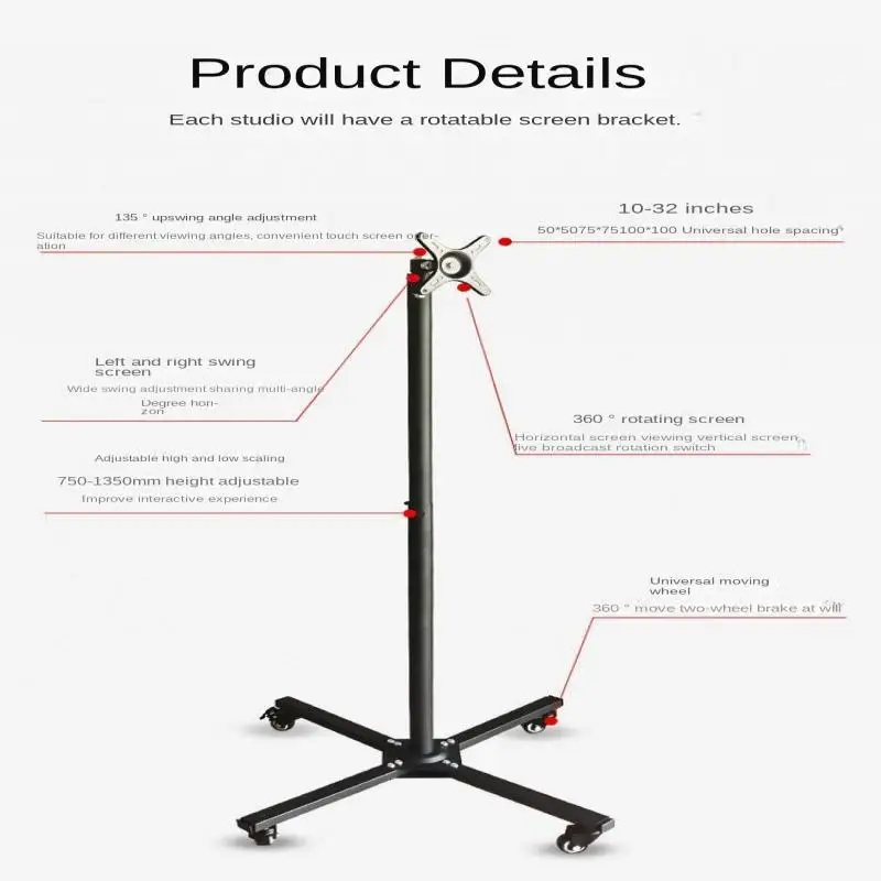 Imagem -05 - Suporte do Monitor do Computador Adequado para Tela 1032 Polegada tipo Piso Móvel Rotativo Suporte de Televisão de Alta Qualidade