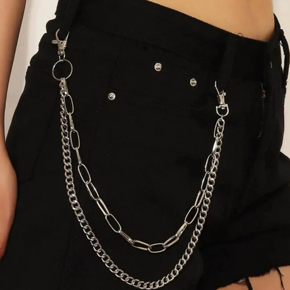 

2pcs Fashionable Belly Chains Decorative Metal Waist Belt Decor Thick Waist Belt Punk Style Body Body Chain Chain