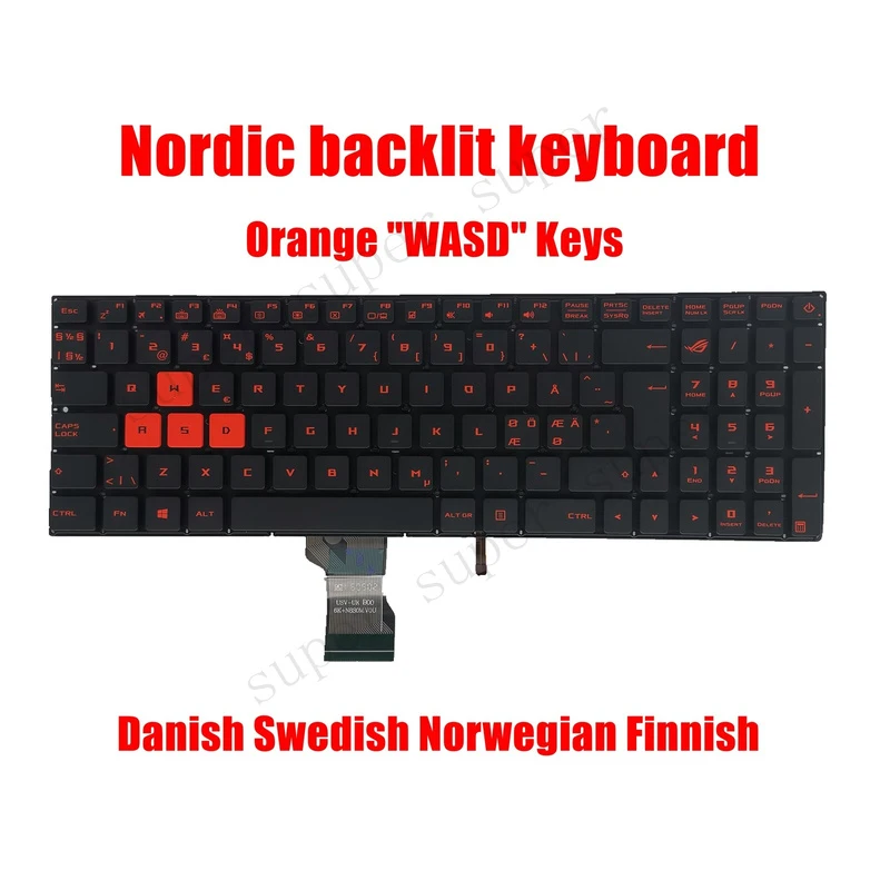 SSS+ Nordic Red Backlit Keyboard for Asus GL702VS/GL702VM/GL702VT/GL702ZC/G702VS