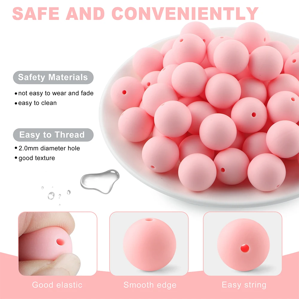 70pcs Silicone Round Beads 19mm Food Grade Beads DIY Necklace Bracelets Jewelry Accessories