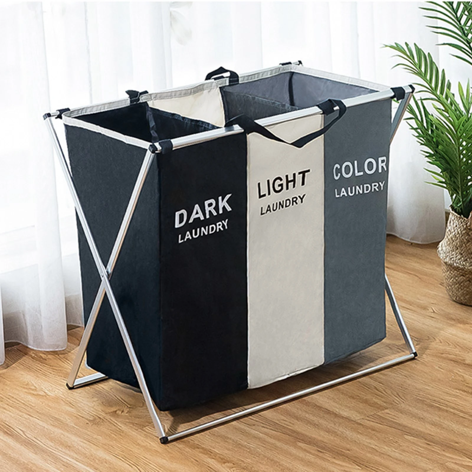 1/2/3 Section Folding Dirty Clothes Laundry Basket Bin Hamper for Home