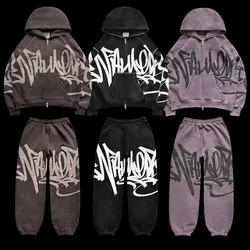 Y2K Women Hooded Shirt Streetwear Tops Print Graphics Men Lovers Hoodie Tracksuit Hip Hop Women's Zip Up Vintage Coats Clothing