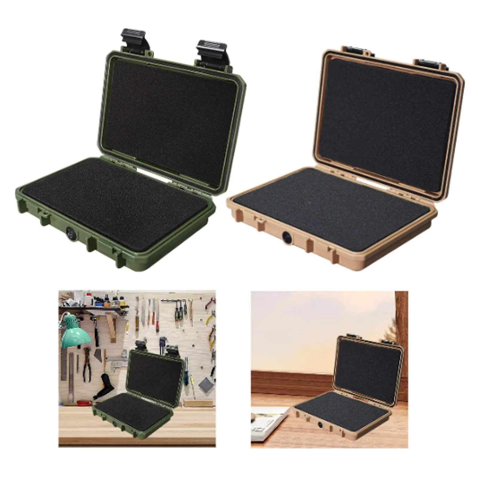 

Waterproof Hard Case Tool Box with Foam Insert Multifunctional Organizer Protective for Emergency Repairs Garage Home Camera